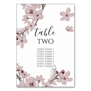 Tarjeta De Mesa Elegante Boda Floral Cherry Blossom Nombres de inv