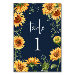 Tarjeta De Mesa Elegante Boda floral de girasol de verano