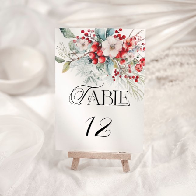 Tarjeta De Mesa Elegante Boda floral de invierno (Subido por el creador)