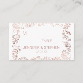 Tarjeta De Mesa Elegante Boda floral de oro rosa blanco