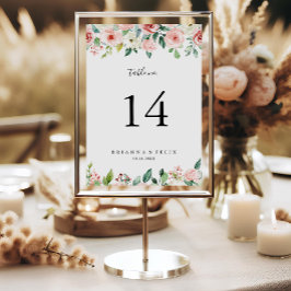 Tarjeta De Mesa Elegante Boda floral de otoño