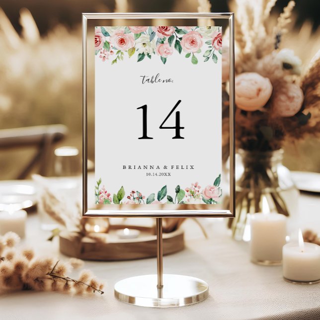 Tarjeta De Mesa Elegante Boda floral de otoño (Subido por el creador)