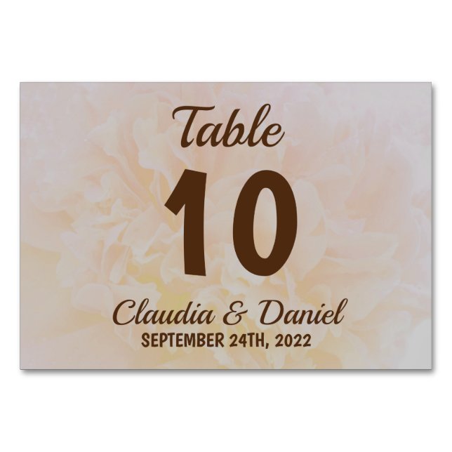 Tarjeta De Mesa Elegante boda floral de peones polvorientos (Anverso)