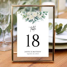 Tarjeta De Mesa Elegante Boda floral de rosa blanca