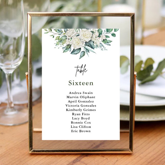 Tarjeta De Mesa Elegante Boda floral de rosa blanca (Subido por el creador)