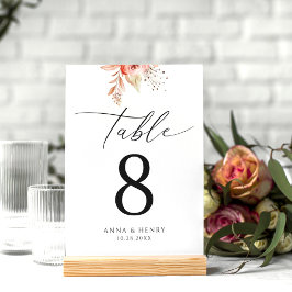 Tarjeta De Mesa Elegante Boda floral de Rubor