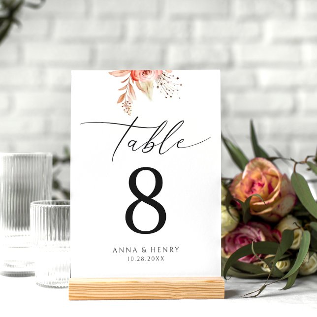 Tarjeta De Mesa Elegante Boda floral de Rubor (Subido por el creador)