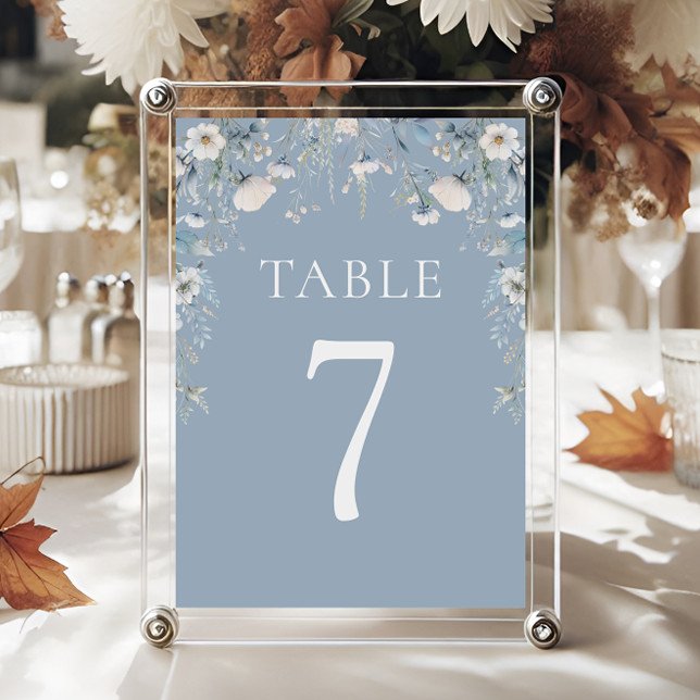 Tarjeta De Mesa Elegante Boda Floral Dusty Blue Flowers (Subido por el creador)