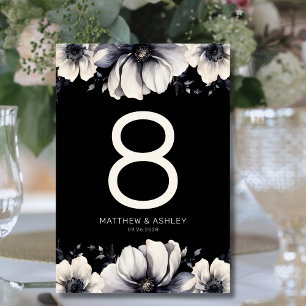 Tarjeta De Mesa Elegante boda floral negra
