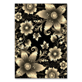 Tarjeta De Mesa Elegante Boda floral negro y dorado
