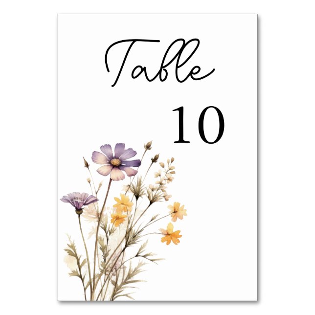Tarjeta De Mesa Elegante Boda floral púrpura claro (Anverso)