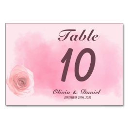 Tarjeta De Mesa Elegante boda floral rosa rosa polvoriento