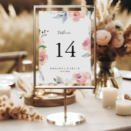 Tarjeta De Mesa Elegante Boda floral rosa Rubor