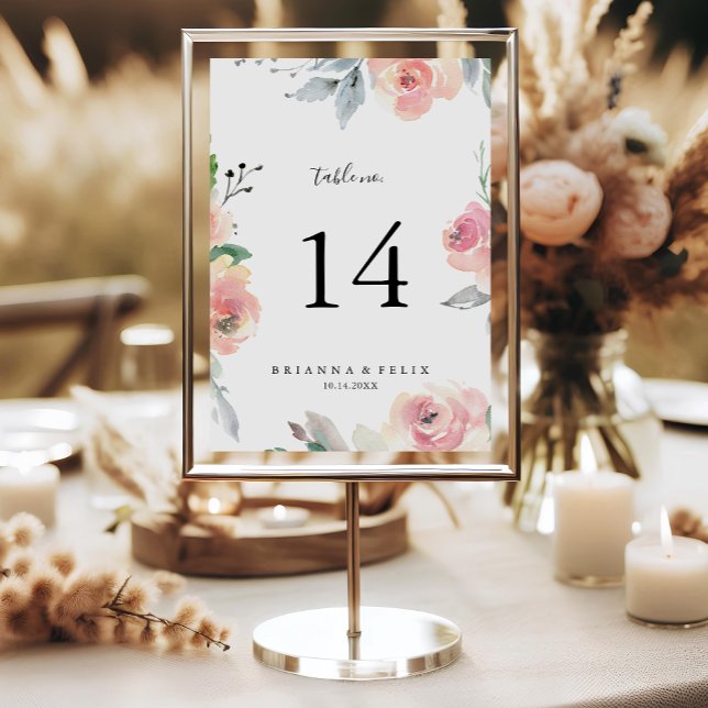 Tarjeta De Mesa Elegante Boda floral rosa Rubor (Subido por el creador)