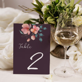 Tarjeta De Mesa Elegante Boda floral rosa y dorado moderno
