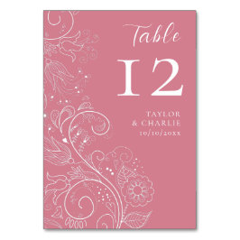 Tarjeta De Mesa Elegante Boda floral rosa y turbio