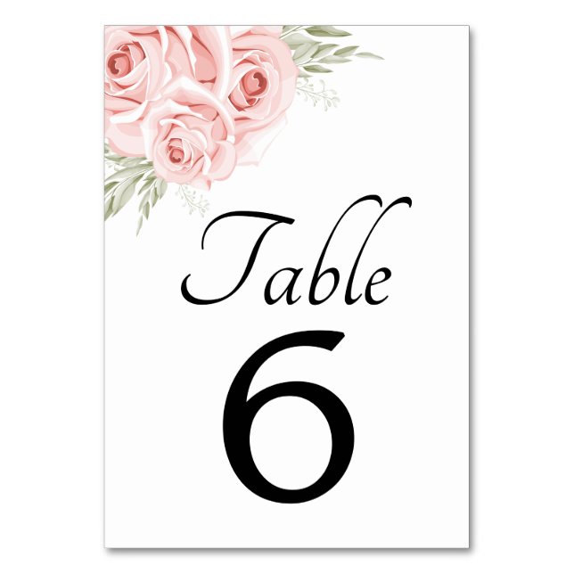 Tarjeta De Mesa Elegante Boda floral Rubor rosa rosa (Anverso)