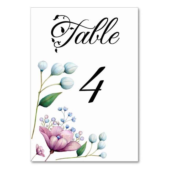 Tarjeta De Mesa Elegante Boda floral suave romance botánico (Anverso)