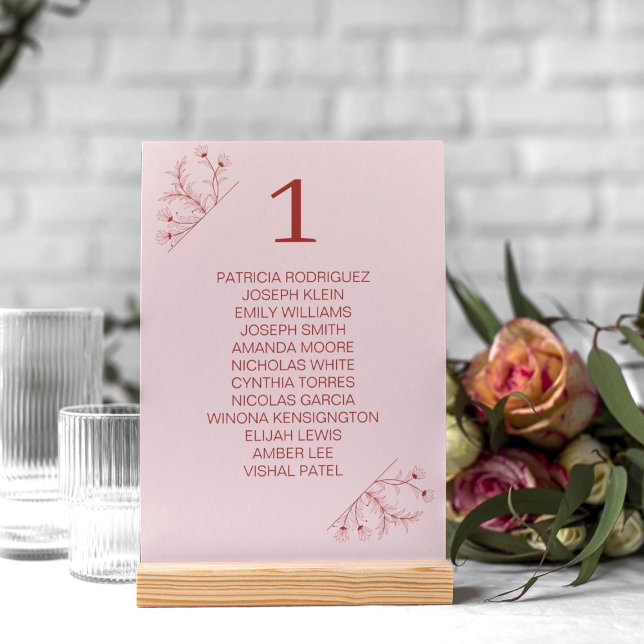 Tarjeta De Mesa Elegante Boda Floral Terracotta Boho (Subido por el creador)