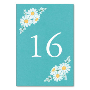 Tarjeta De Mesa Elegante Boda Floral White Daisies