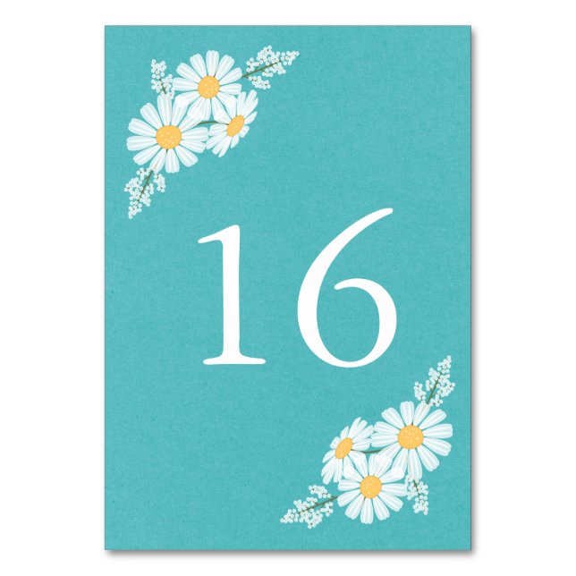 Tarjeta De Mesa Elegante Boda Floral White Daisies (Anverso)