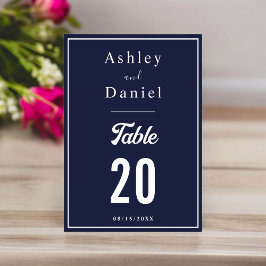 Tarjeta De Mesa Elegante Boda formal azul de la Marina de Moda