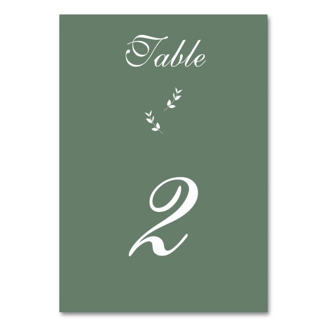Tarjeta De Mesa Elegante Boda formal de escritura verde salada (Anverso)