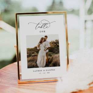 Tarjeta De Mesa Elegante Boda fotográfico de caligrafía