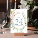 Tarjeta De Mesa Elegante Boda geométrico de acuarela de Boho flora<br><div class="desc">Este diseño geométrico floral absolutamente hermoso presenta flores de color pastel suave alrededor de formas geométricas doradas que rodean los detalles bodas. Una invitación a la boda de inspiración floral,  perfecta para los bodas modernos durante todo el año.</div>