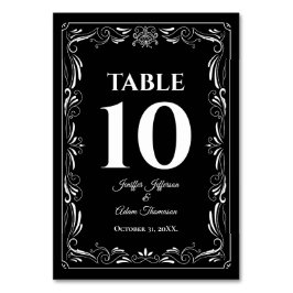 Tarjeta De Mesa Elegante boda gótica en blanco y negro