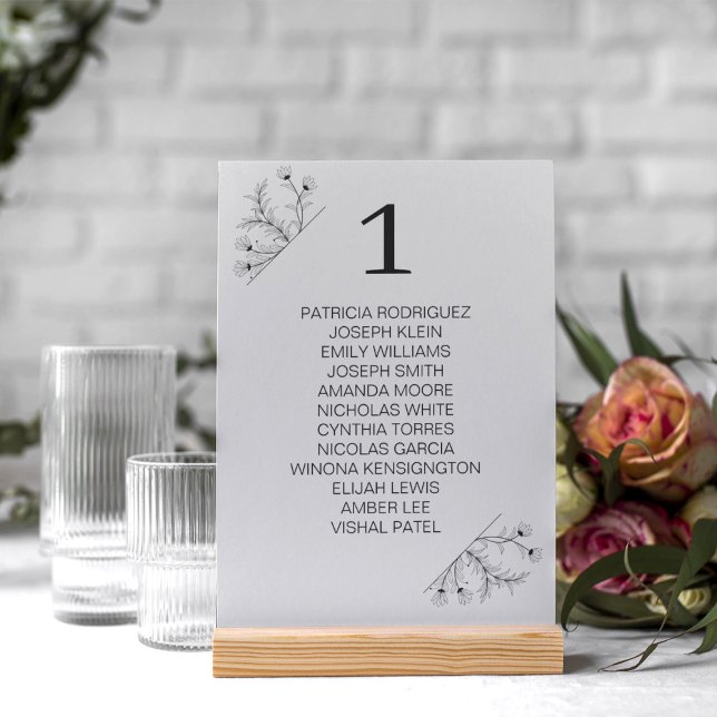 Tarjeta De Mesa Elegante Boda gris claro floral (Subido por el creador)