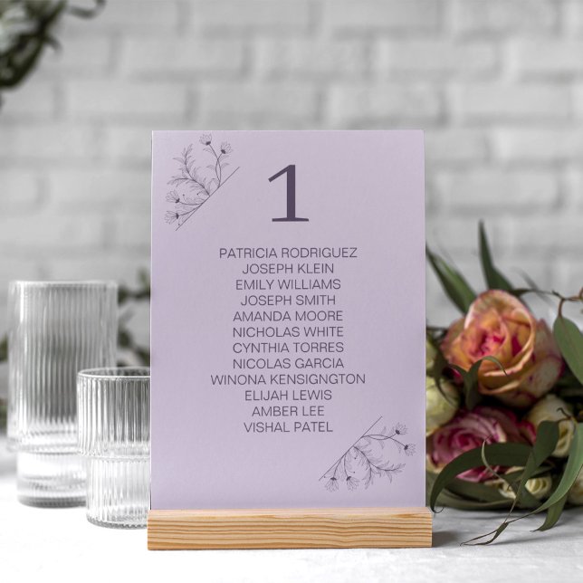 Tarjeta De Mesa Elegante Boda gris de lavanda floral (Subido por el creador)