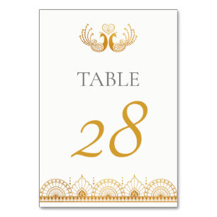 Tarjeta De Mesa Elegante Boda indio del patrón oro