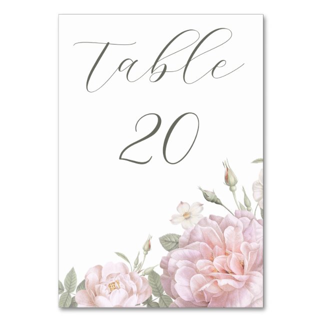 Tarjeta De Mesa Elegante Boda Jardín de Rosas Rosa (Anverso)