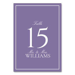 Tarjeta De Mesa Elegante Boda Lilac Lavender Classic Script