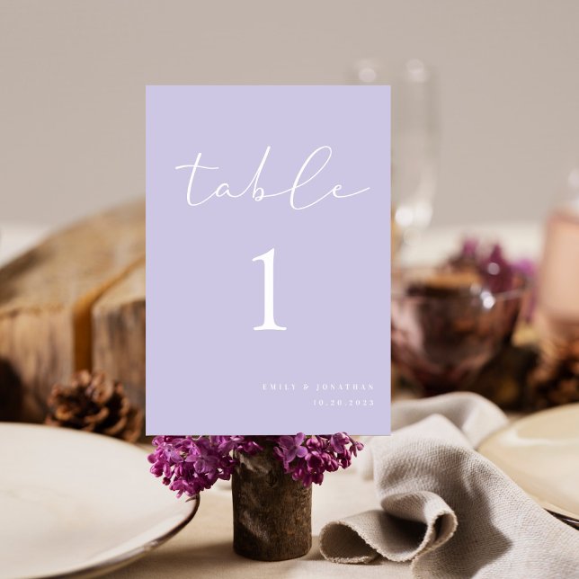Tarjeta De Mesa Elegante Boda Lilac Púrpura Ligero (Subido por el creador)