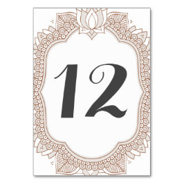 Tarjeta De Mesa Elegante Boda Mehndi