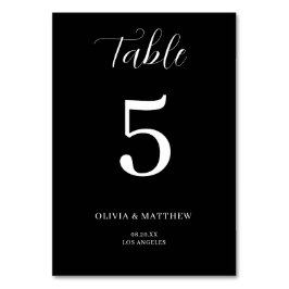 Tarjeta De Mesa Elegante Boda Minimalista del Clásico Negro