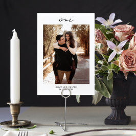 Tarjeta De Mesa Elegante Boda Minimalista negro y blanco