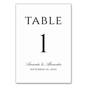 Tarjeta De Mesa Elegante boda minimalista simple en blanco y negro
