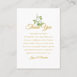 Tarjeta De Mesa Elegante Boda Mistletoe Greenery Gracias