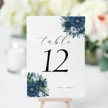 Elegante boda moderna floral azul marino y azul po