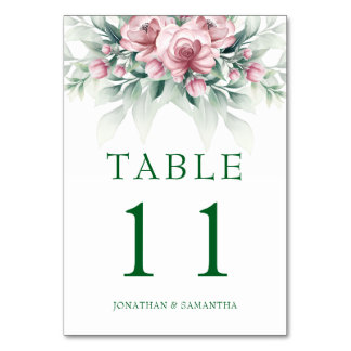 Tarjeta De Mesa Elegante boda moderna rosa verde