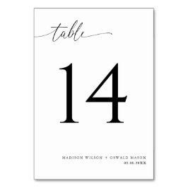 Tarjeta De Mesa Elegante Boda moderno de caligrafía negra 14