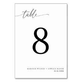Tarjeta De Mesa Elegante Boda moderno de caligrafía negra 8