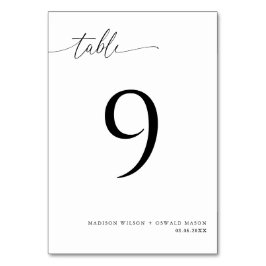 Tarjeta De Mesa Elegante Boda moderno de caligrafía negra 9