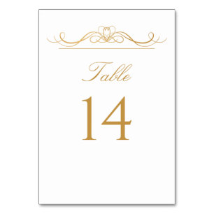 Tarjeta De Mesa Elegante Boda moderno de guiones dorados y blancos