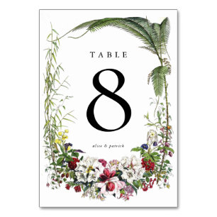 Tarjeta De Mesa Elegante Boda moderno de la vegetación botánica