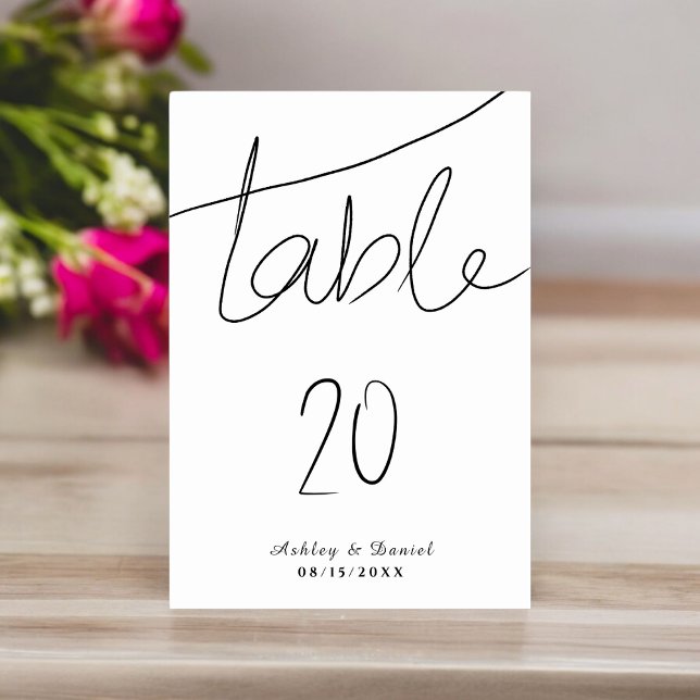 Tarjeta De Mesa Elegante Boda moderno de Moda blanca y negra (Subido por el creador)