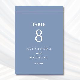 Tarjeta De Mesa Elegante Boda moderno Minimalista azul turbio
